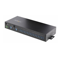 StarTech.com 16-Port Industrial USB 5Gbps Hub with Power Adapter, Metal Enclosure, Mountable, ESD Protection, Terminal Block Power, USB Charging, Dual-Host Switch S5G16AINDS-USB-A-HUB