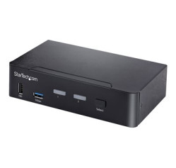 StarTech.com USB C KVM Switch, 2 Port DisplayPort KVM w/ 4K 60Hz UHD HDR Video, 3.5mm Audio, USB Type C KVM Switch, 4x USB HID and 2x USB A 3.2 Gen 1 5Gbps Hub, Thunderbolt 3/4 Compatible SV231DPUCA