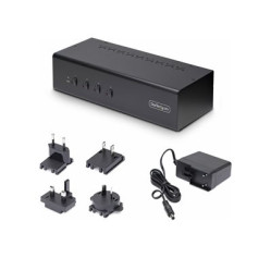 StarTech.com 4-Port Dual-Monitor DisplayPort KVM Switch, 4K 60Hz, 2x USB 5Gbps Hub Ports, 2x USB 2.0 HID Ports, Hotkey and Push-Button Switching, TAA Compliant P4DD46A2-KVM-SWITCH
