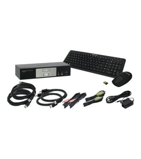 IOGEAR GCS1932-KM 2-Port 4K DisplayPort1.2 KVMP with Wireless Keyboard and Mouse GCS1932-KM