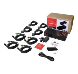 SIIG 4 Port 4K DVI Dual Link KVM Switch with USB 3.0, Audio, Mic CE-DV0211-S1