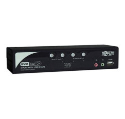 Tripp Lite 4-Port Desktop KVM Switch Audio, 2-Port USB, On-Screen Display & Cables B006-VUA4-K-R