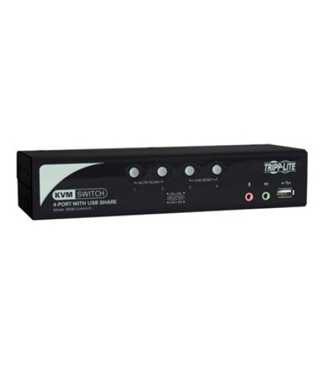 Tripp Lite 4-Port Desktop KVM Switch Audio, 2-Port USB, On-Screen Display & Cables B006-VUA4-K-R – купити в Україні | Офіційна гарантія