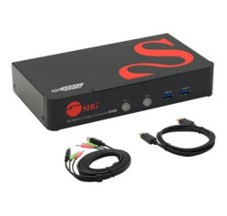 SIIG 2 Port DisplayPort 1.2 KVM Switch with USB 3.0 and Multi-Media Ports CE-DP0F11-S1
