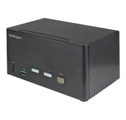 StarTech.com 2 Port Triple Monitor DisplayPort KVM Switch, 4K 60Hz UHD HDR, Desktop 4K DP 1.2 KVM with 2 Port USB 3.0 Hub (5Gbps) & 4x USB 2.0 HID Ports, Audio, Hotkey Switching, TAA SV231TDPU34K