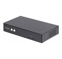 StarTech.com 2-Port Dual-Monitor DisplayPort KVM Switch, RS232 Serial Control, 4K 60Hz, 2x USB 5Gbps Hub Ports, 2x USB 2.0 HID Ports, Hotkey/Pushbutton Switching, TAA Compliant P2DD46A22-KVM-SWITCH