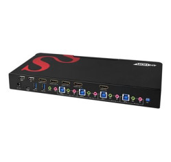SIIG 4 Port 4K 60HZ HDMI KVM Switch with USB 3.0, Audio, Mic, HDMI, HDR CE-H25611-S1