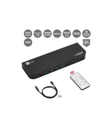 SIIG 4x1 DisplayPort 4K KVM USB 3.0 Switch CE-KV0D11-S1 – купити в Україні | Офіційна гарантія