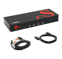 SIIG 4 Port DisplayPort 1.2 KVM Switch with USB 3.0 and Multi-Media Ports CE-DP0G11-S1
