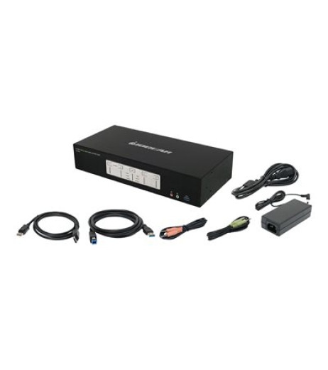 IOGEAR GCS1964 4-Port 4K Triple Monitor DisplayPort KVMP Switch with Cables GCS1964
